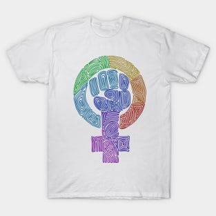 Rainbow Swirls Feminist Symbol T-Shirt